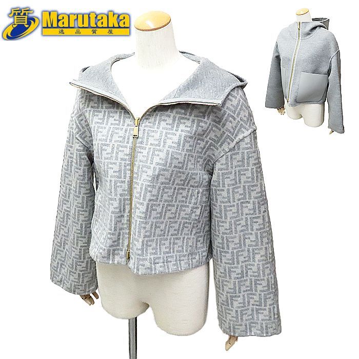 フェンディ リバーシブル フーディ ジャケット FJ6993 ズッカ柄 ウール