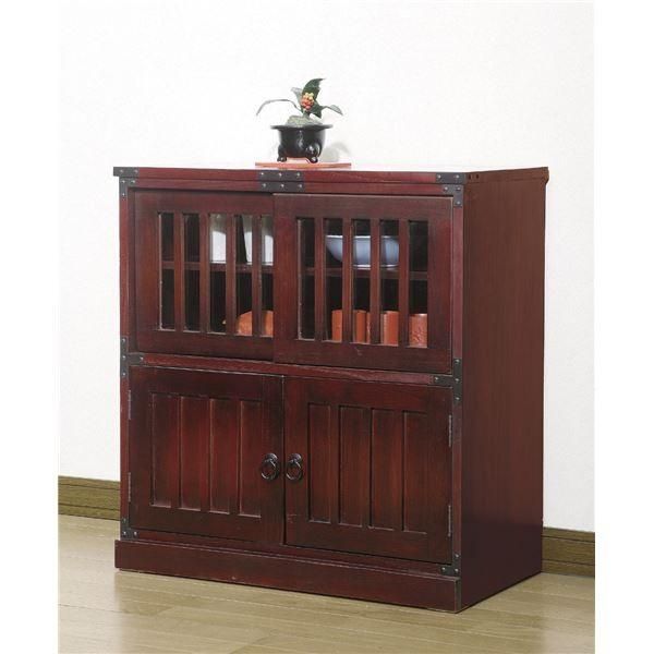 民芸調タンス/水屋 木製(桐) 幅67cm 〔完成品〕 幅67cm 民芸