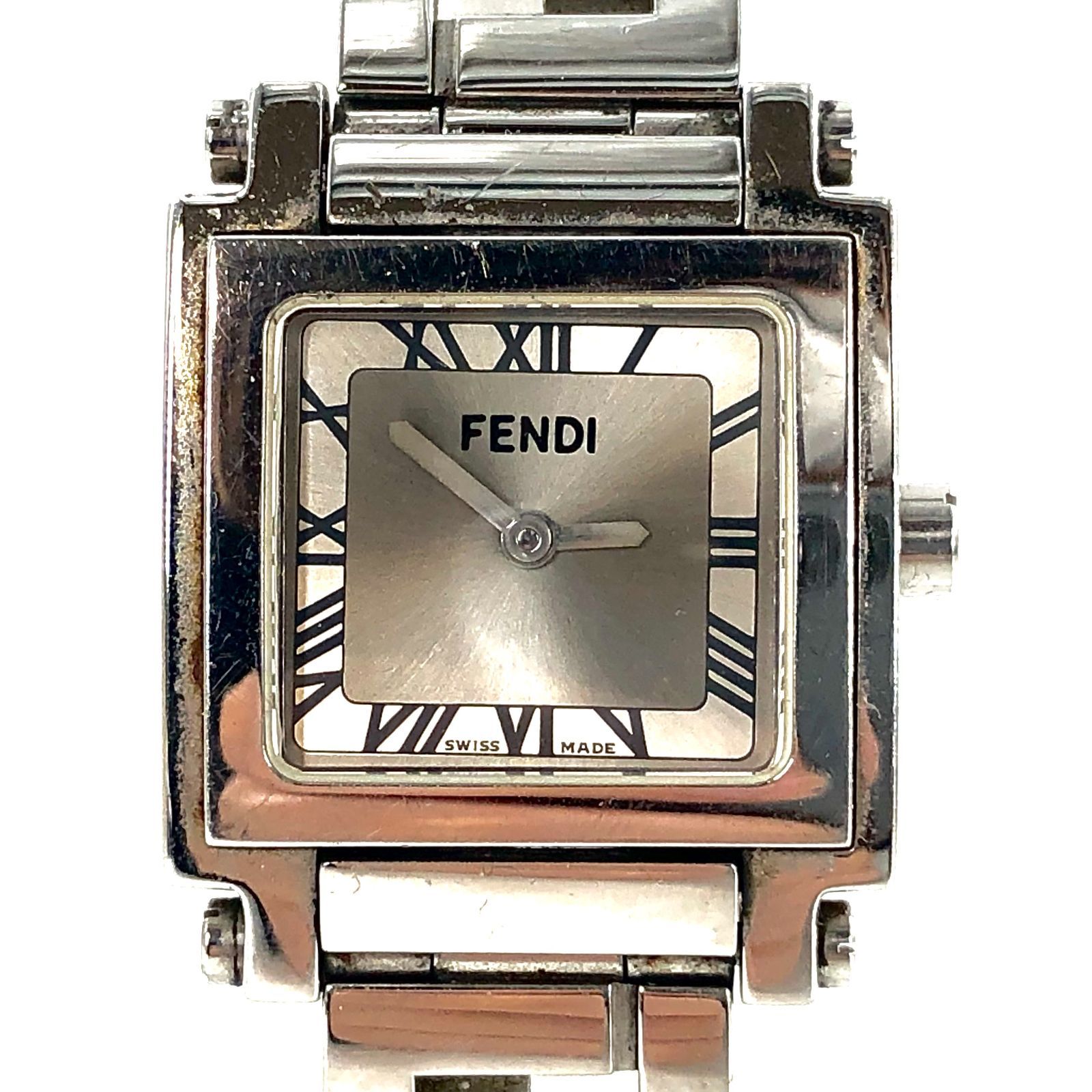 FENDI フェンディ 6000L QZ/SS シルバー文字盤 スクエア レディース