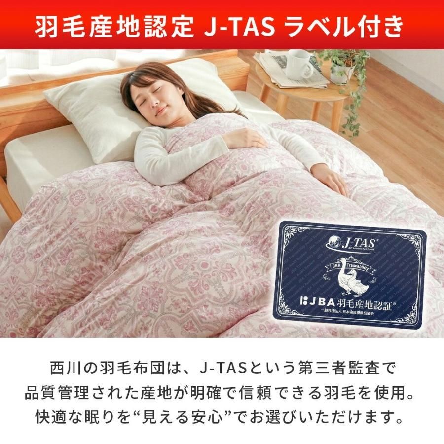 西川 フランス産グレーダックダウン90% 1.7kg入り 羽毛布団 ダブル 