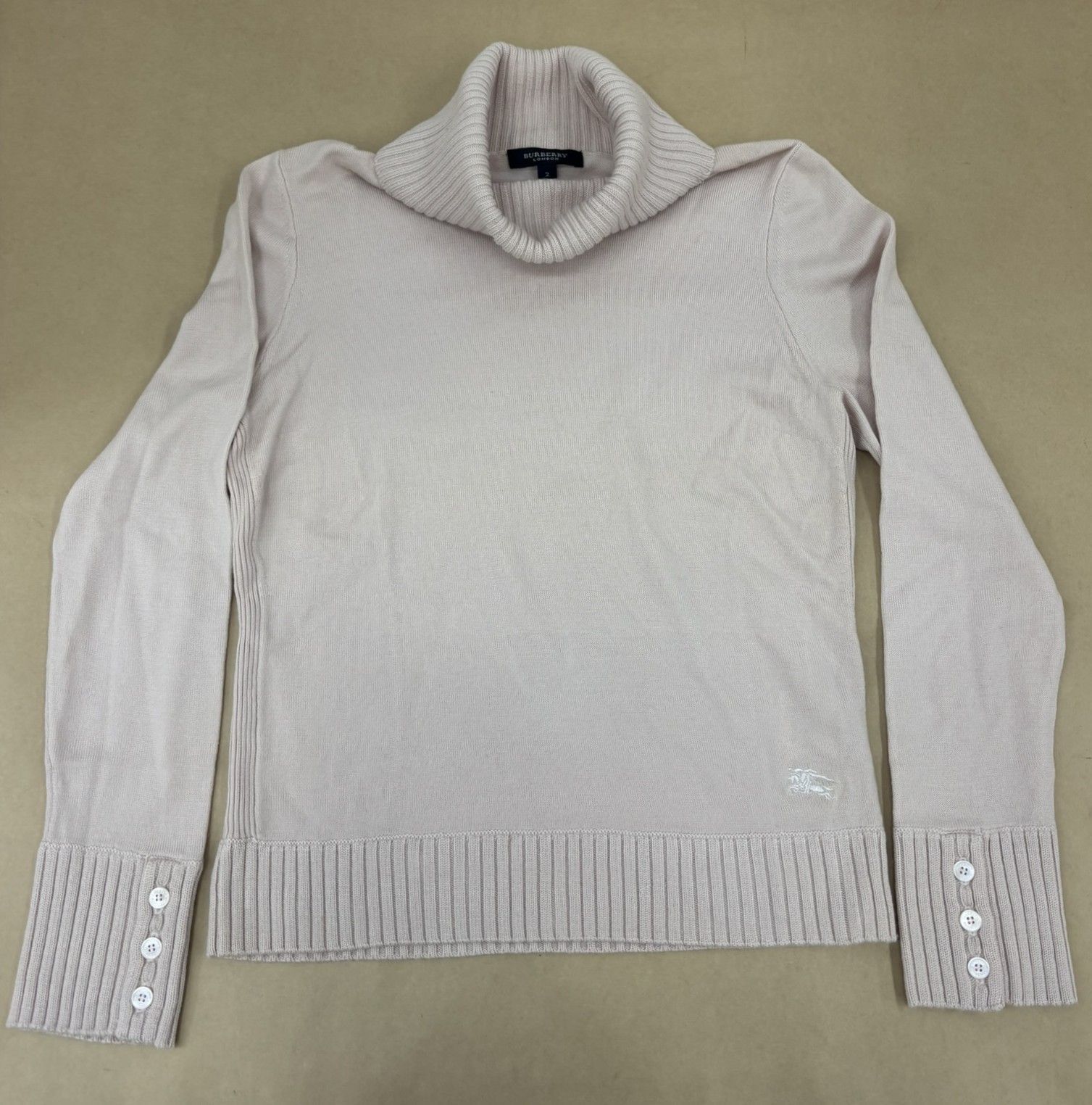 Burberry バーバリー タートルネックセーター ピンクベージュ サイズ2 
