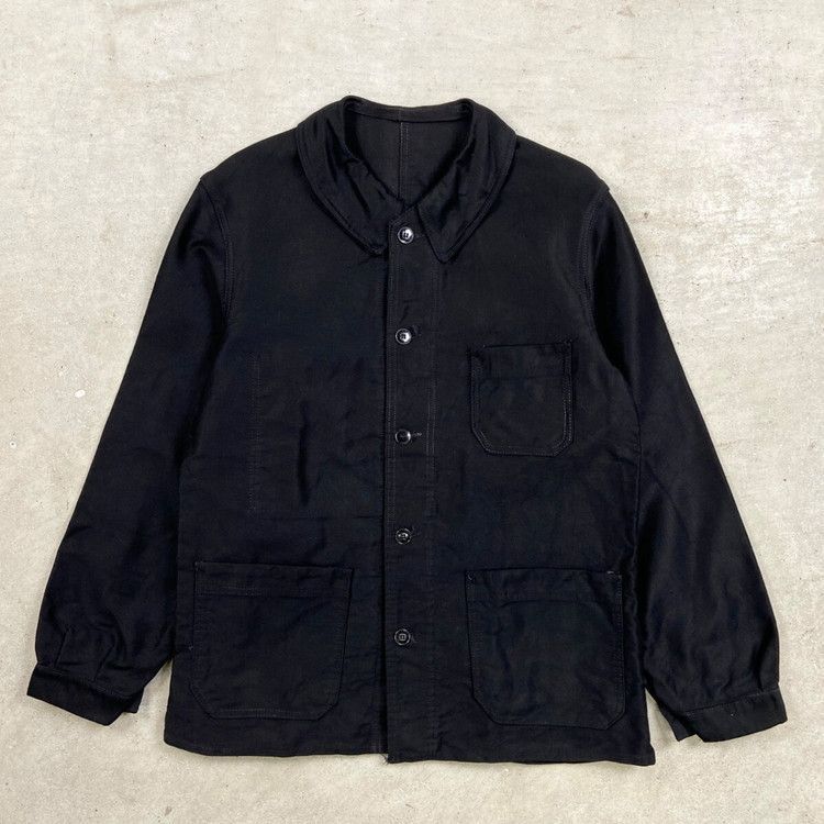 50年代 ブラックモールスキン フレンチワークジャケット メンズM相当