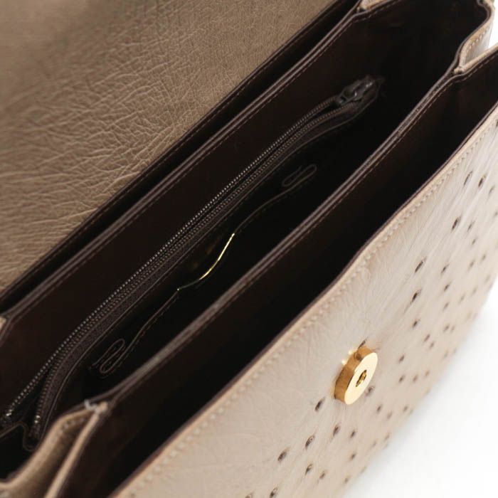 オーストリッチ リアルレザー ハンドバッグ 本革 鞄 カバン ブランド