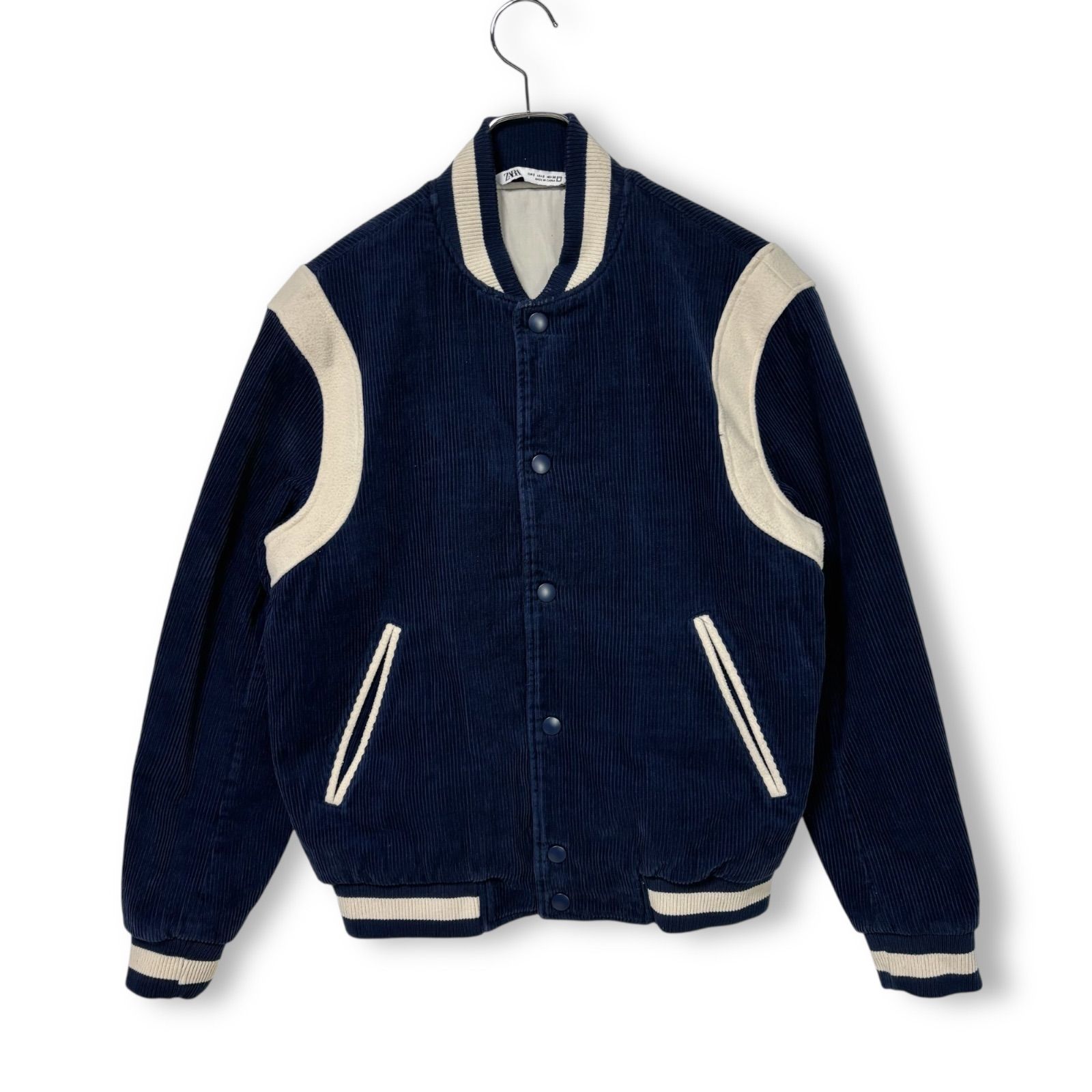 ZARA ザラ コントラストコーデュロイ ボンバージャケット スタジャン