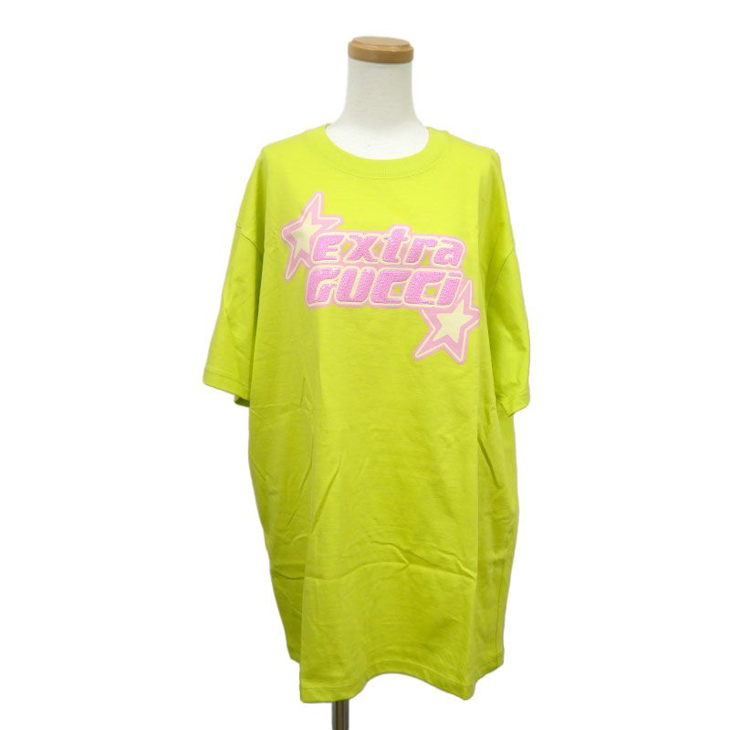 グッチ GUCCI スパンコールTシャツ M イエロー系 レディース 半袖