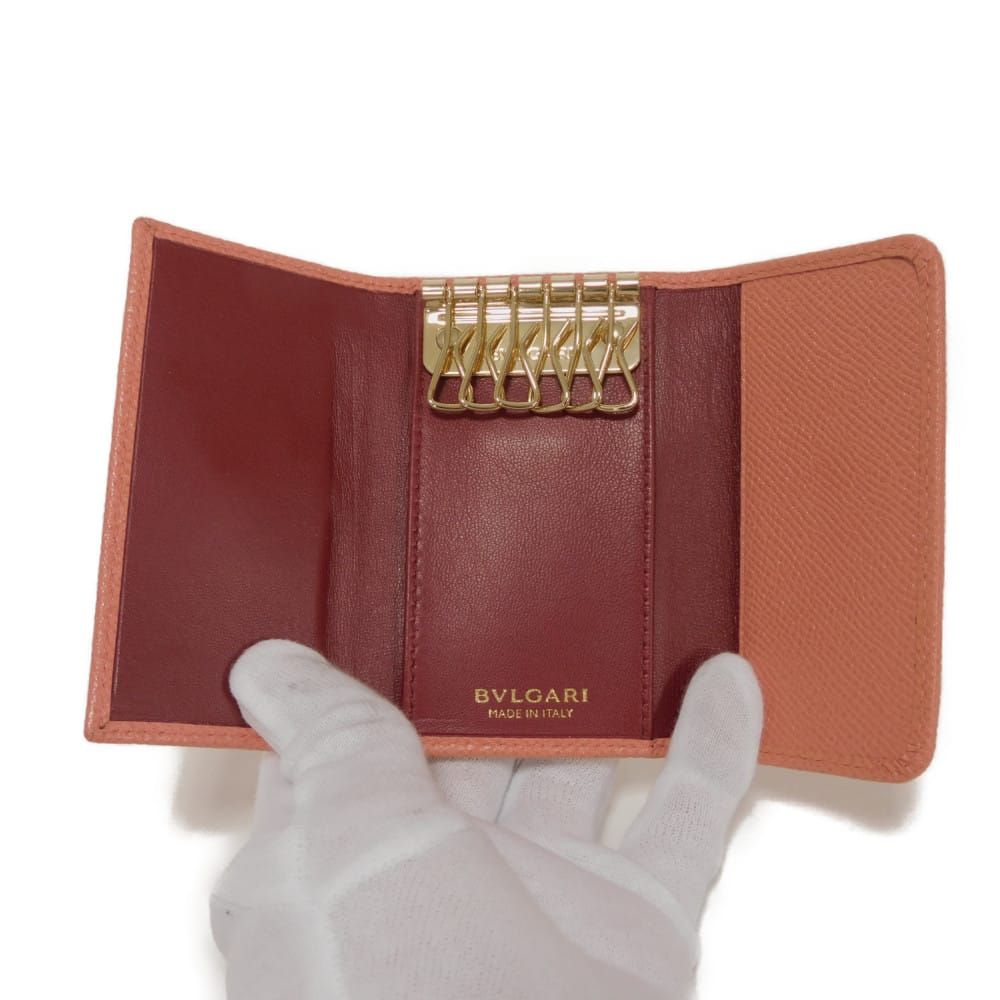 BVLGARI ブルガリ クリップ キーホルダー 6連 フック ボルドー バイ