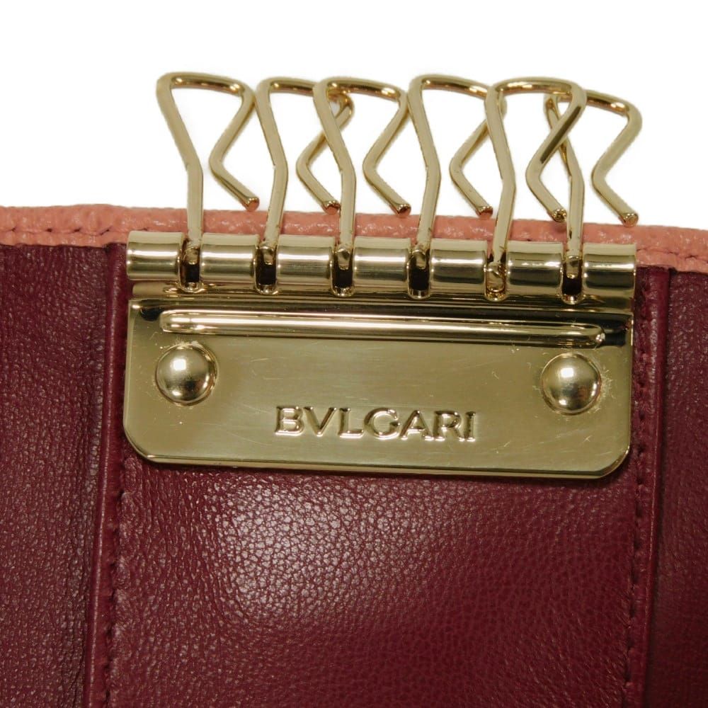 BVLGARI ブルガリ クリップ キーホルダー 6連 フック ボルドー バイ