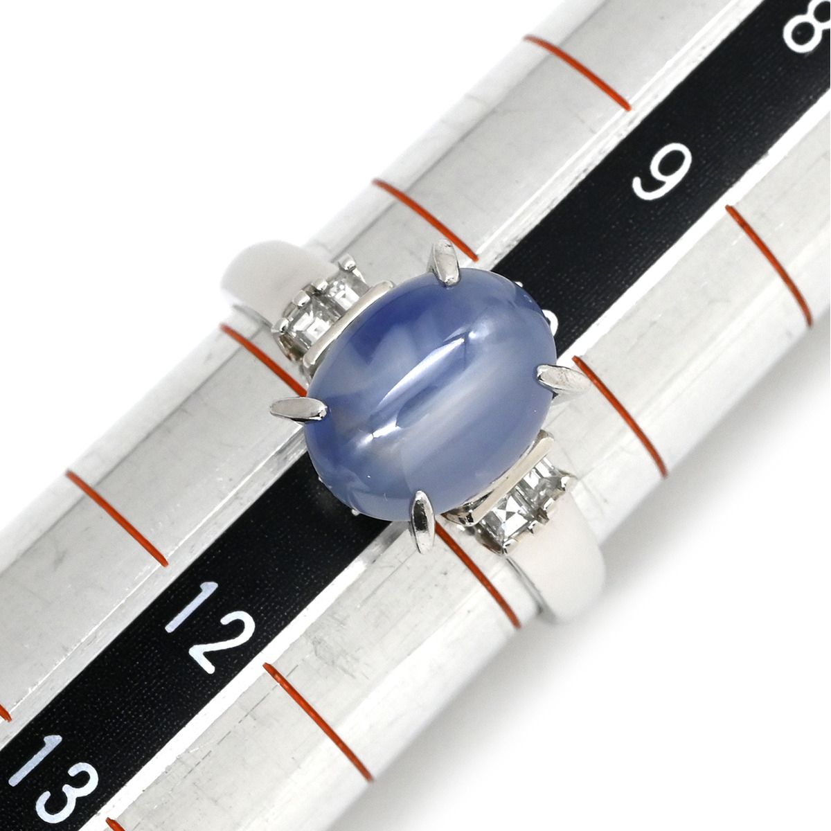 リング 指輪 スターサファイア 4.73ct ダイヤ 0.13ct ブルー×プラチナ