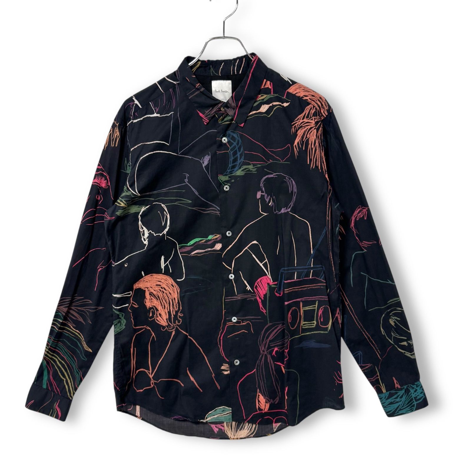 Paul Smith ポールスミス 現行タグ 長袖 総柄シャツ ビーチスケッチ 