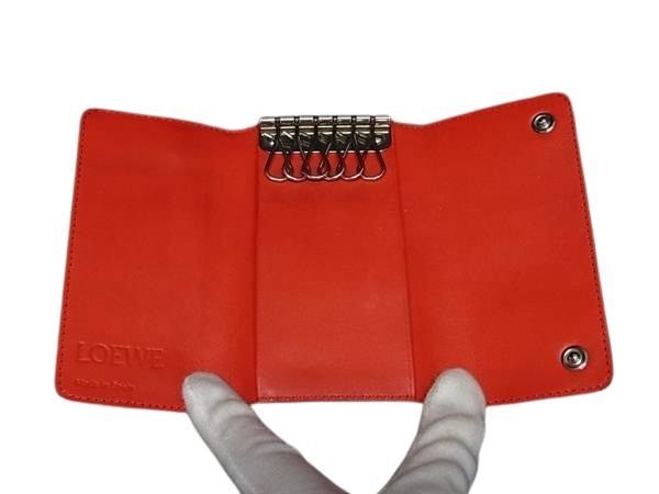 LOEWE ロエベ 6連 キーケース リピートアナグラム レッド レザー