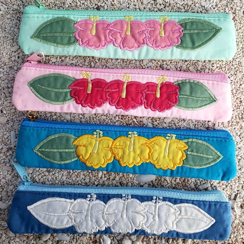 ハワイアンキルト Hawaiian Quilt ハイビスカス スリムペンケース 筆