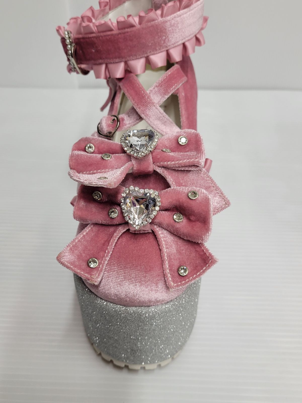 Ank Rouge】キラキラビジューベロアリボン厚底シューズ M - メルカリ