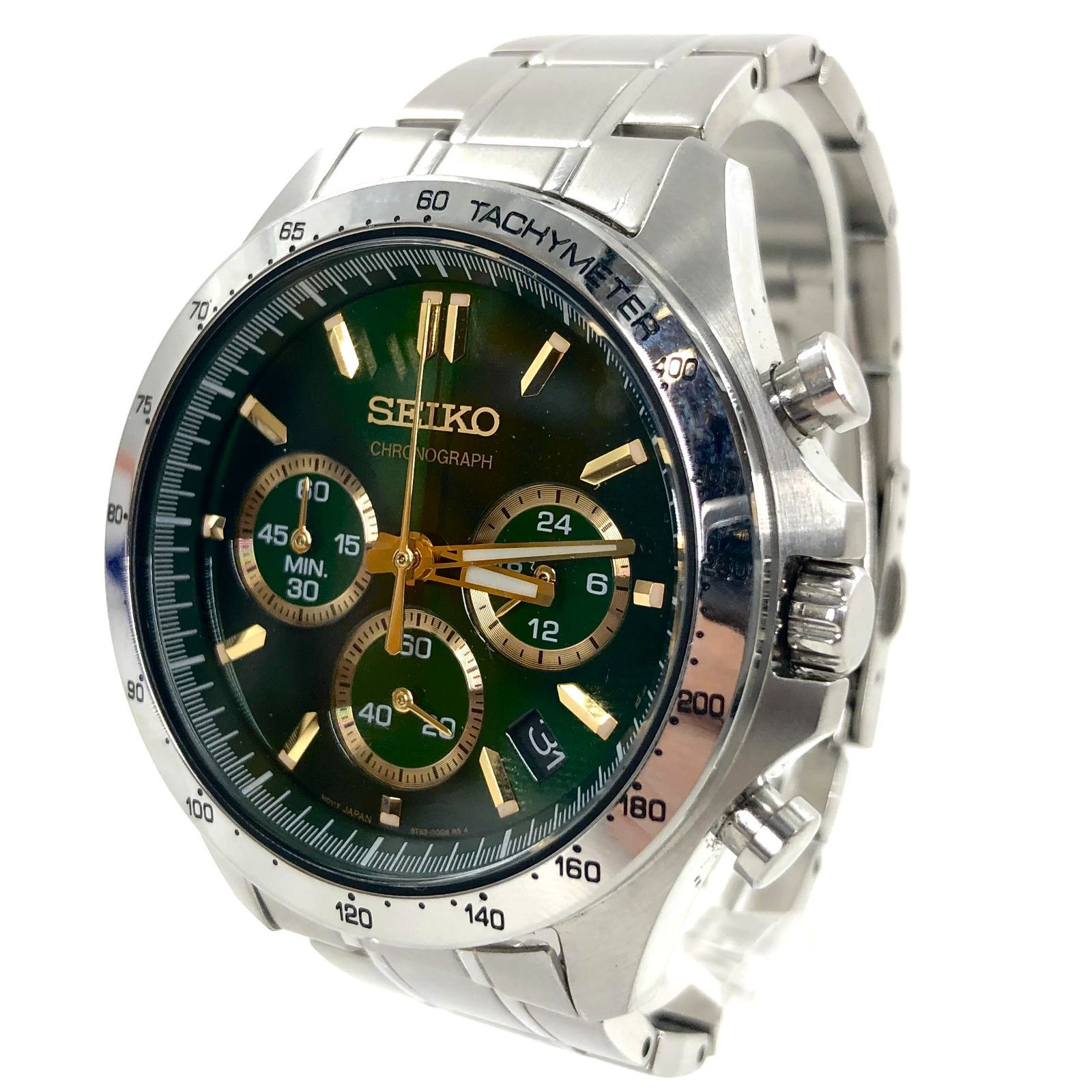 SEIKO セイコー 8T63-00D0 クロノグラフ デイト SS/QZ グリーン文字盤