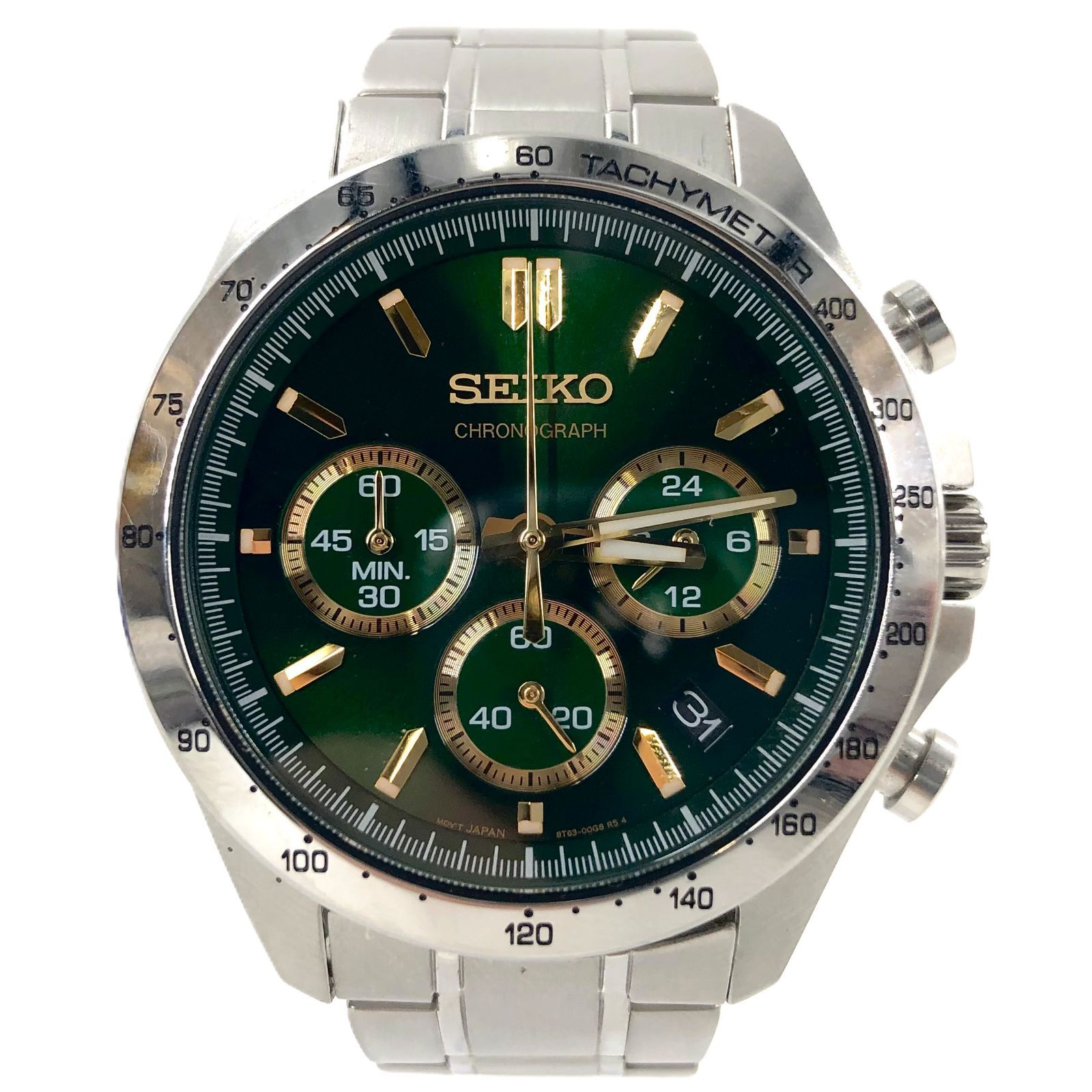 SEIKO セイコー 8T63-00D0 クロノグラフ デイト SS/QZ グリーン文字盤