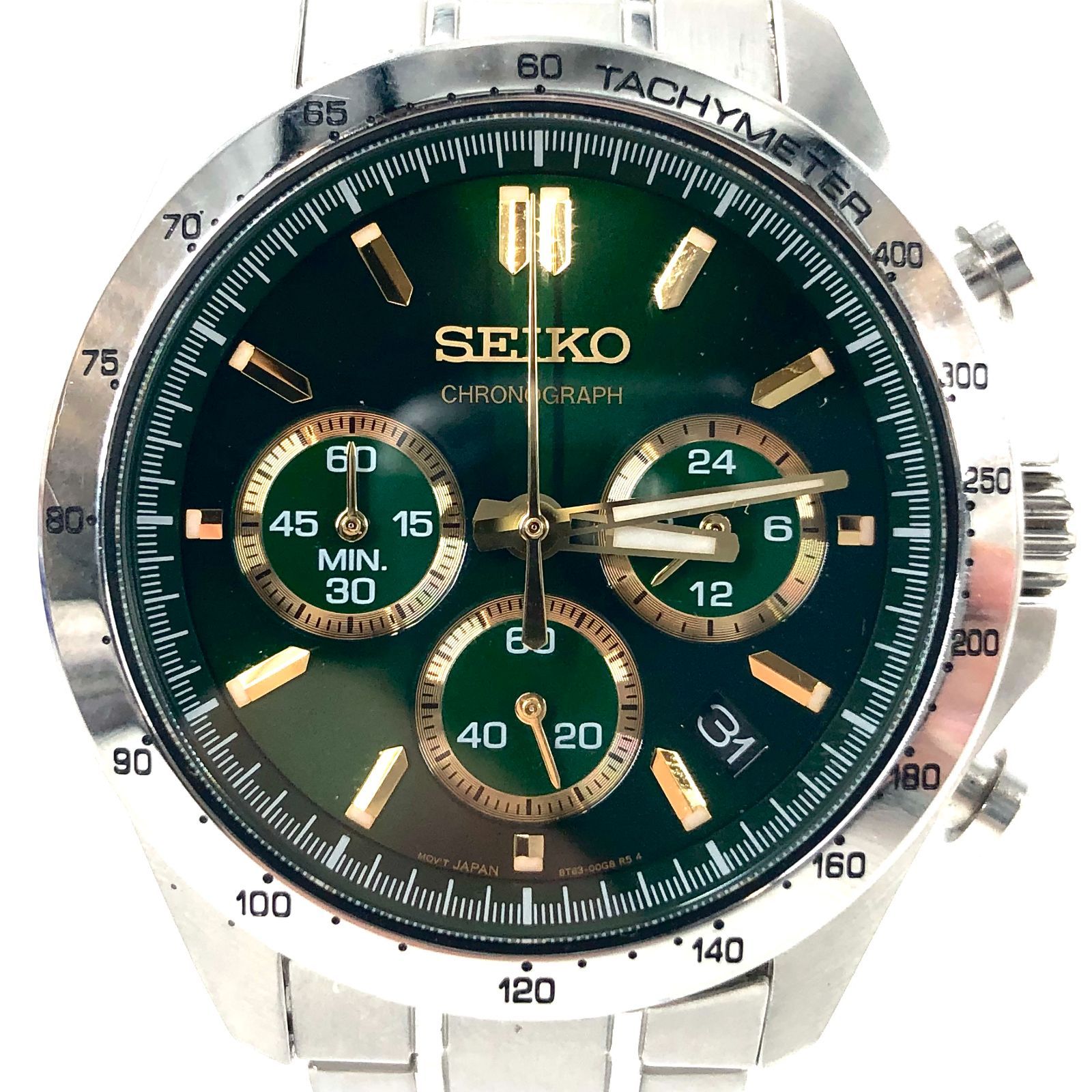 SEIKO セイコー 8T63-00D0 クロノグラフ デイト SS/QZ グリーン文字盤