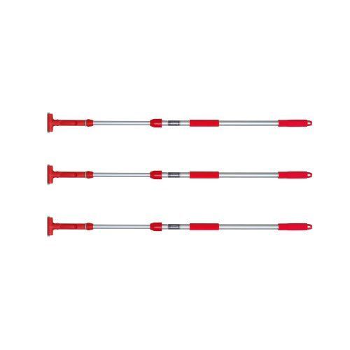 ESCO エスコ 1110-1800mm 伸縮モップハンドル[赤/3本] EA928AB-182 軽量で丈夫なアルミ製ハンドル 掃除 清掃 工場 事務室 廊下 トイレ 施設