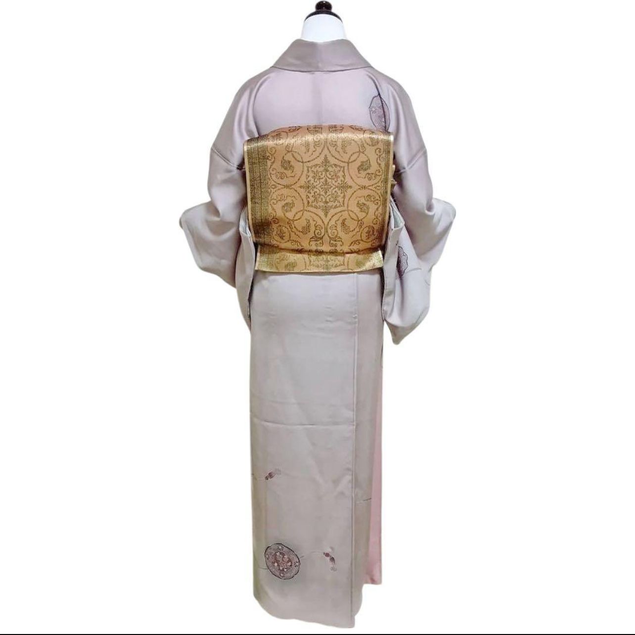 専用品 正絹 友禅訪問着 フルセット ときねず色 金袋帯 上品フォーマル