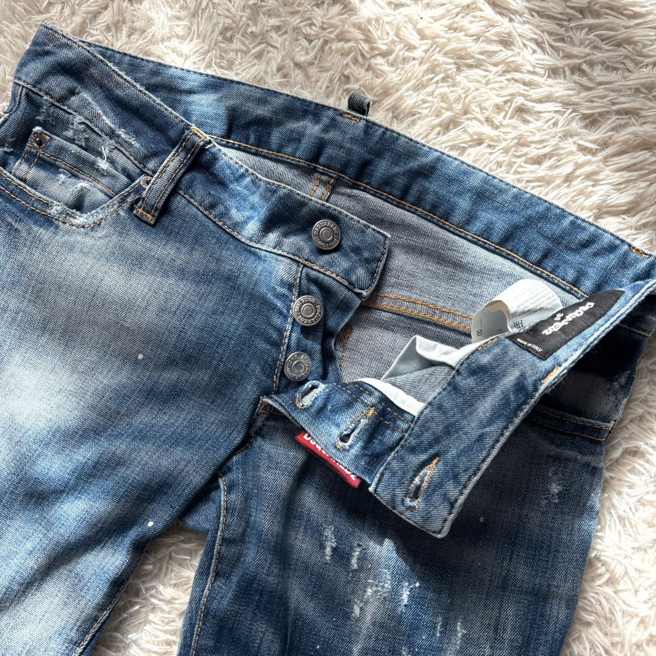 希少】DSQUARED2 裾ジップ スキニーデニム 34 ペイント加工 DSQUARED2 