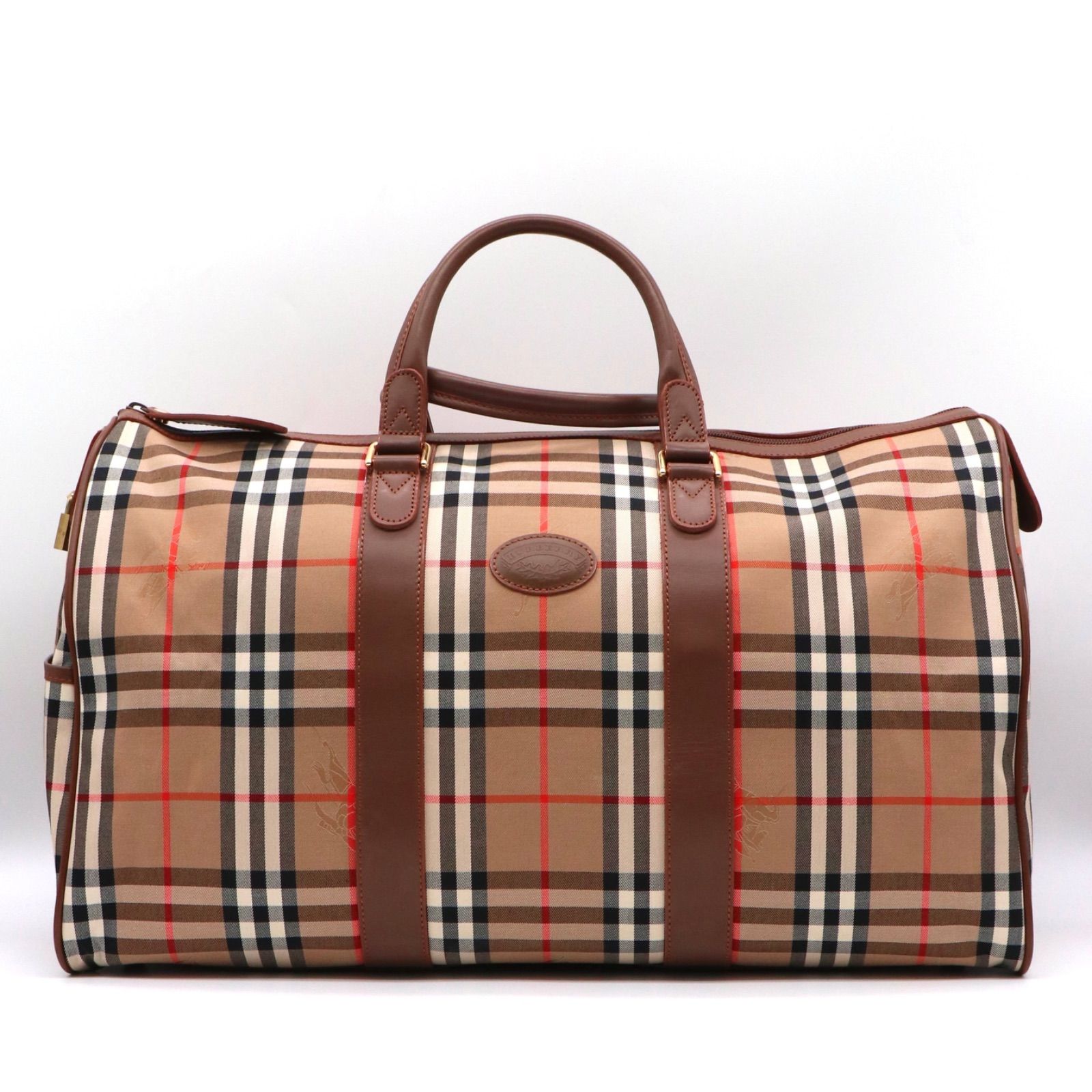 BURBERRY ノバチェック ボストン バッグ キャンバス ブラウン