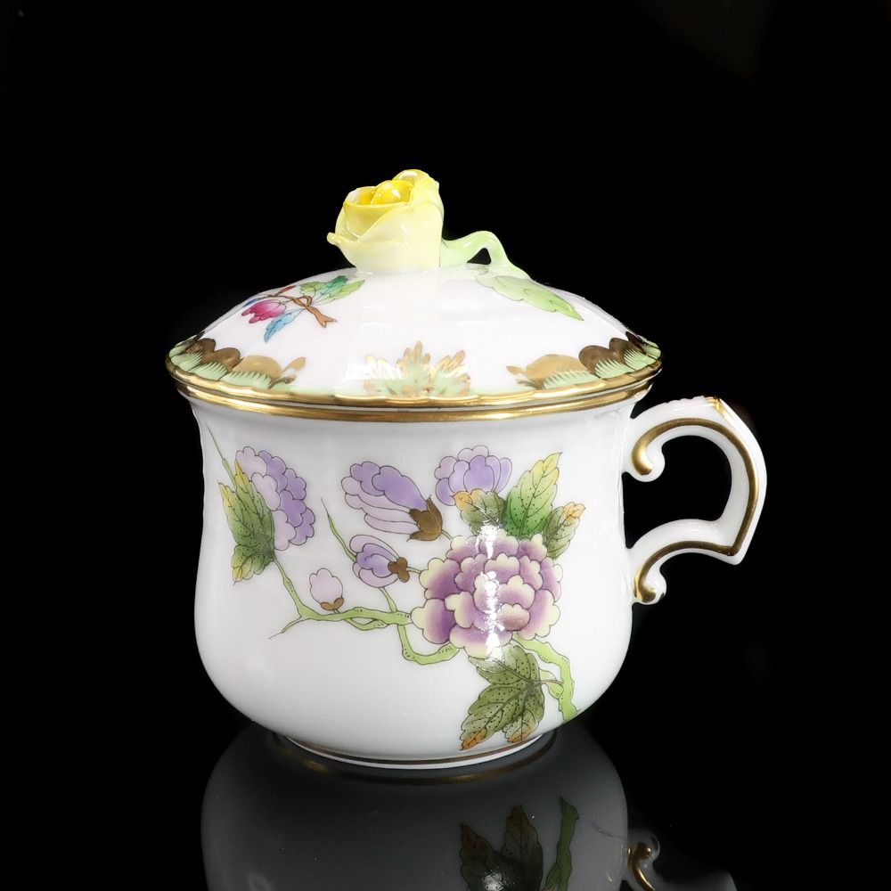 HEREND】ヘレンド ヴィクトリア・ブーケ 蓋付クリームカップ