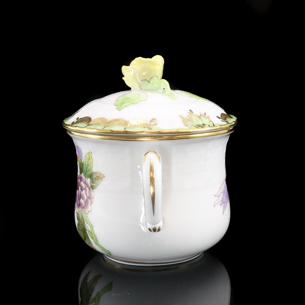 HEREND】ヘレンド ヴィクトリア・ブーケ 蓋付クリームカップ