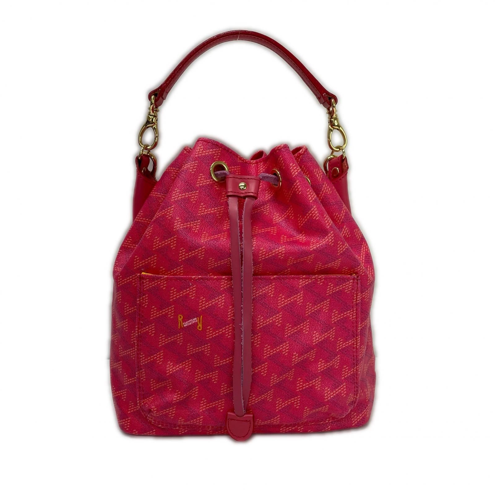 中古 レザレクション Resurrection カートバッグ ピンク 巾着式 幾何学