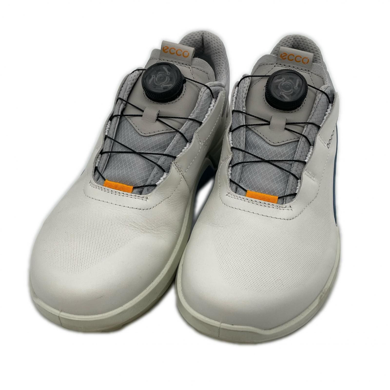 中古 エコー ecco ゴルフシューズ 24.5cm ホワイト×ブルー バイオム