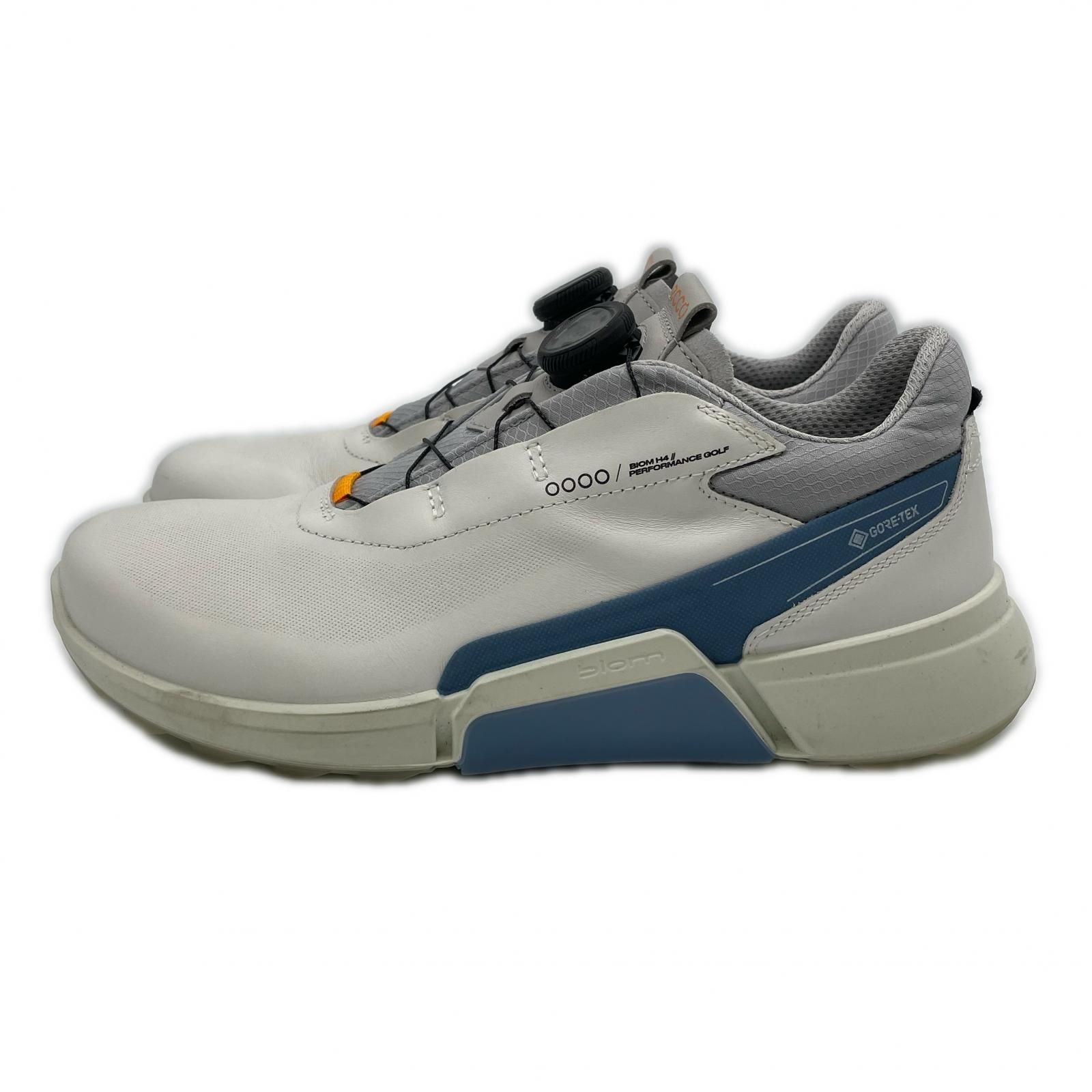 中古 エコー ecco ゴルフシューズ 24.5cm ホワイト×ブルー バイオム