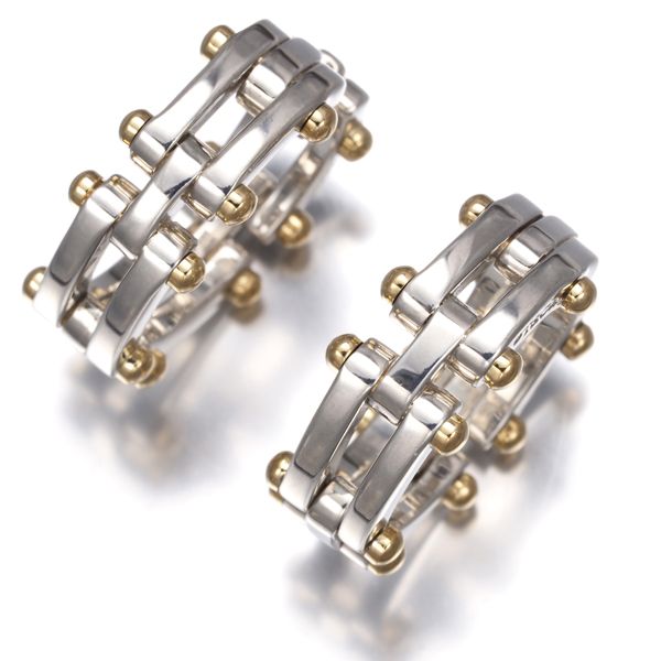 ティファニー ピアス ゲート リンク フープ シルバー 925/K18YG