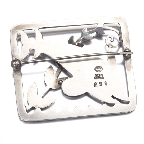 ジョージジェンセン ブローチ 251 イルカ アニマル リーフ シルバー