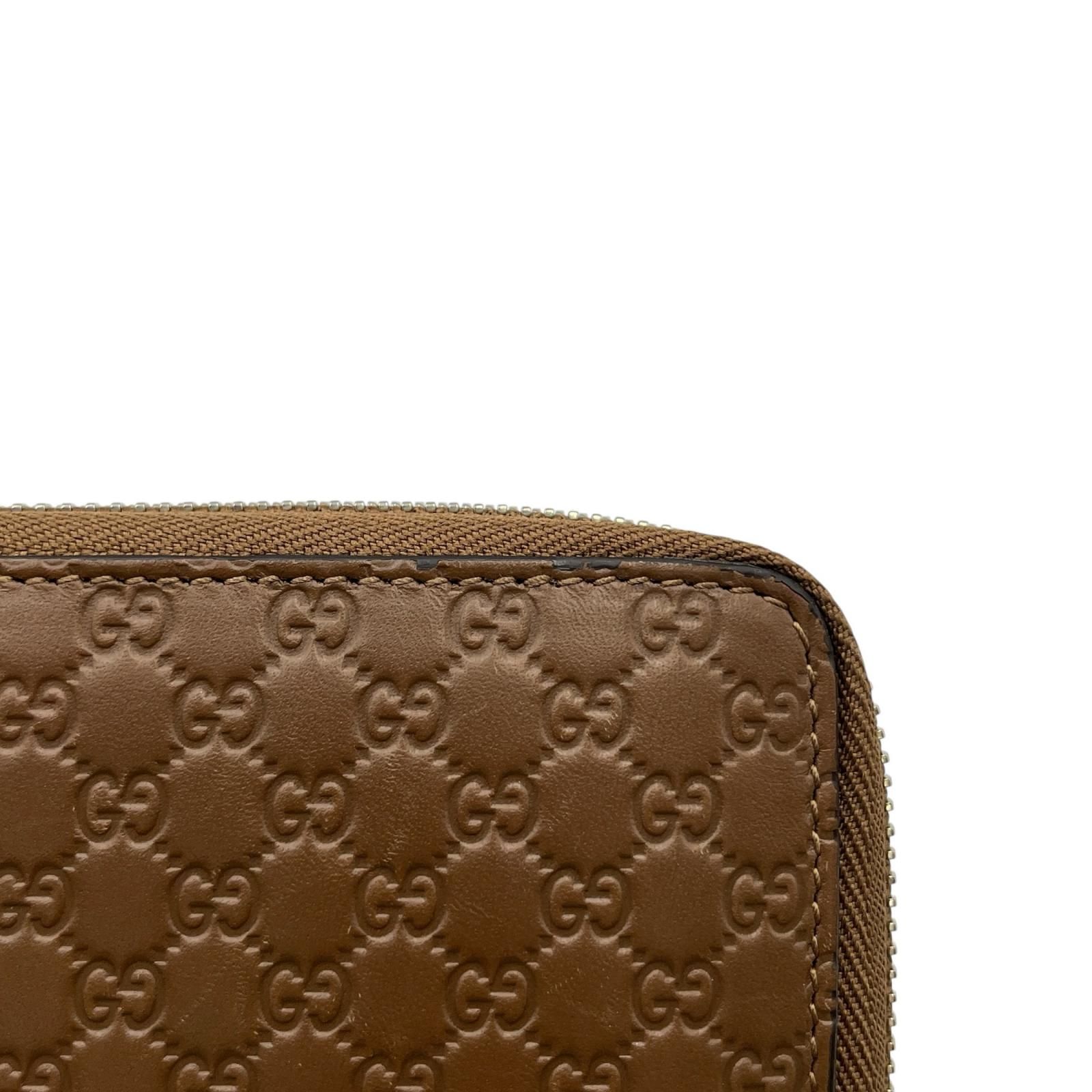 グッチ GUCCI 長財布 マイクログッチシマ レザー ブラウン メンズ 