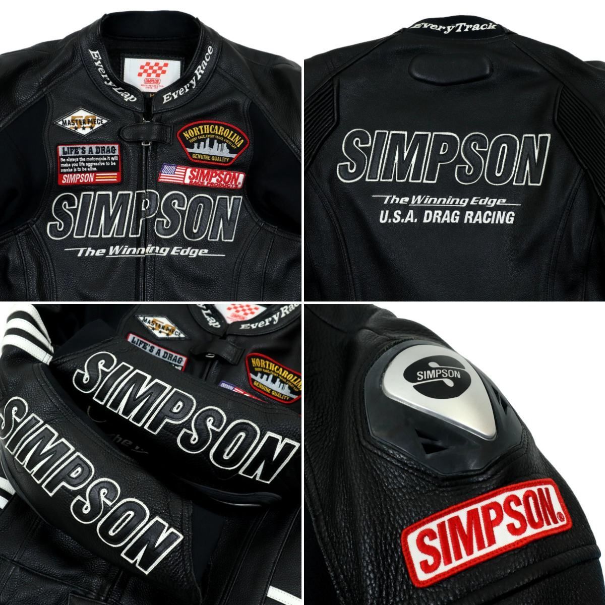 S3745】【極美品】【MFJ公認モデル】SIMPSON シンプソン レザーツナギ