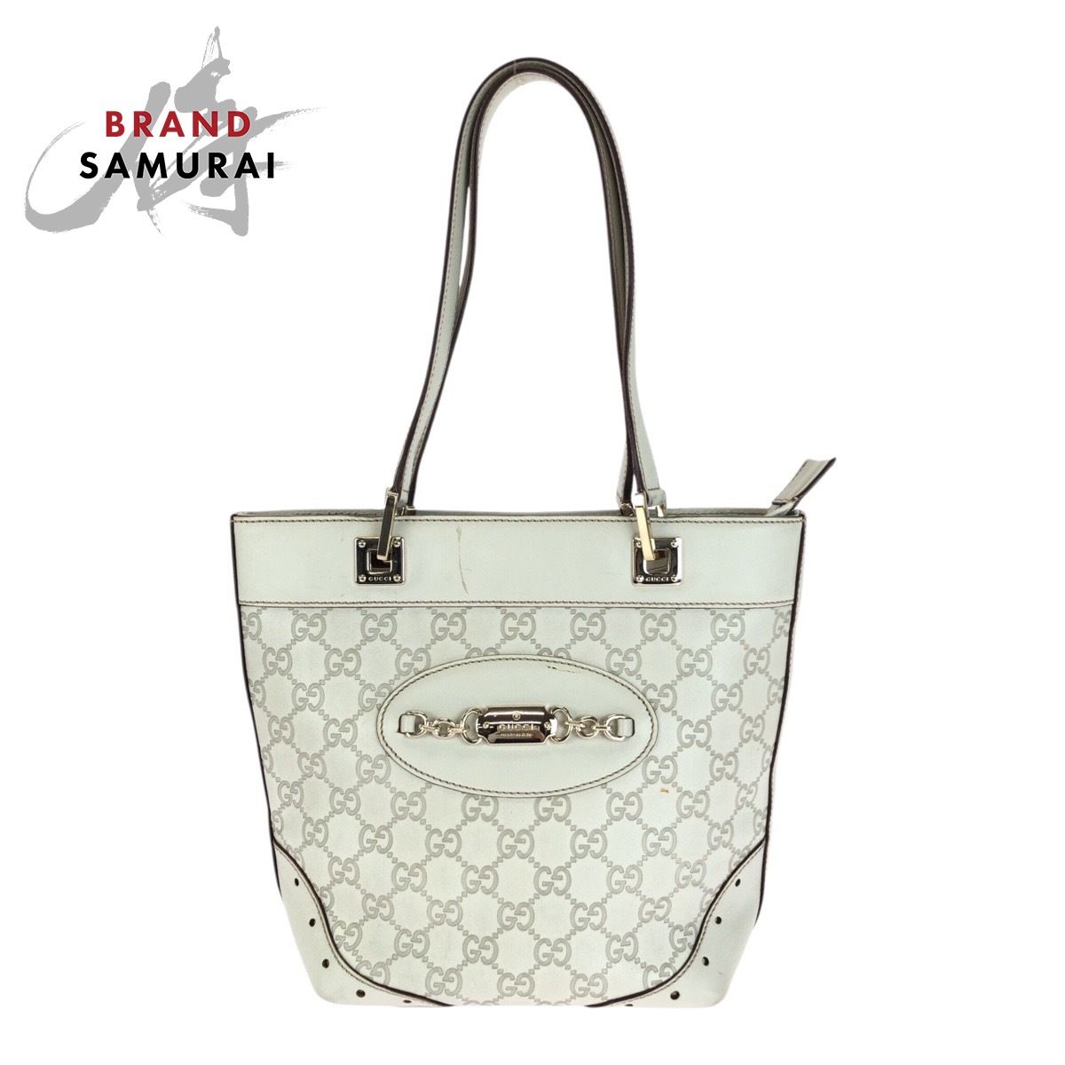 GUCCI グッチ グッチシマ ホワイト ゴールド 金具 レザー 145994 