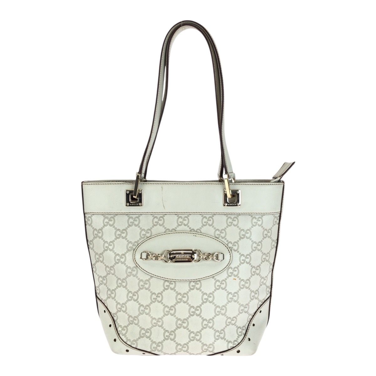 GUCCI グッチ グッチシマ ホワイト ゴールド 金具 レザー 145994