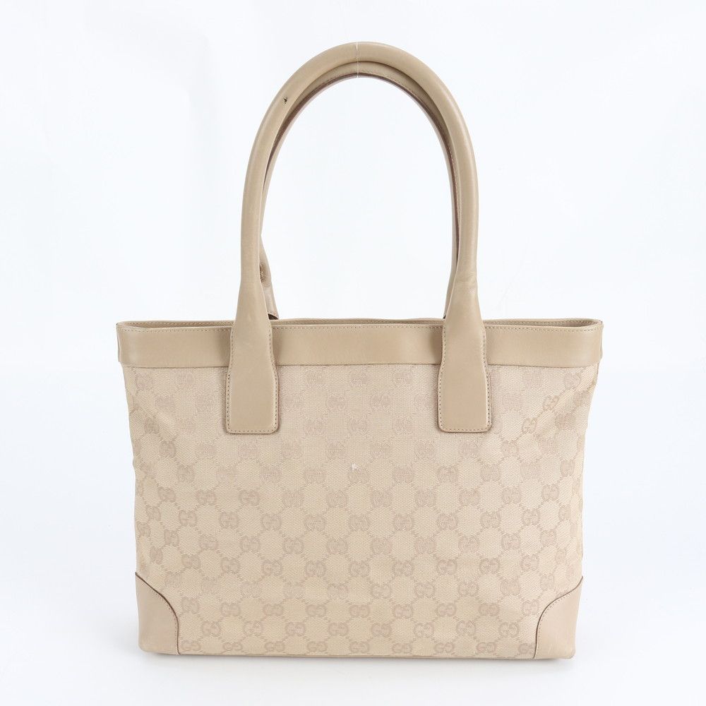 グッチ GGキャンバス ベージュ 33890 レザー トート バッグ 肩掛け