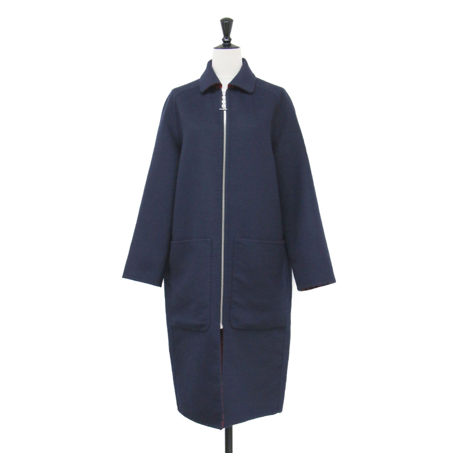 HERMES エルメス コート ネイビー レッド サイズ:32(XS) | 23春夏