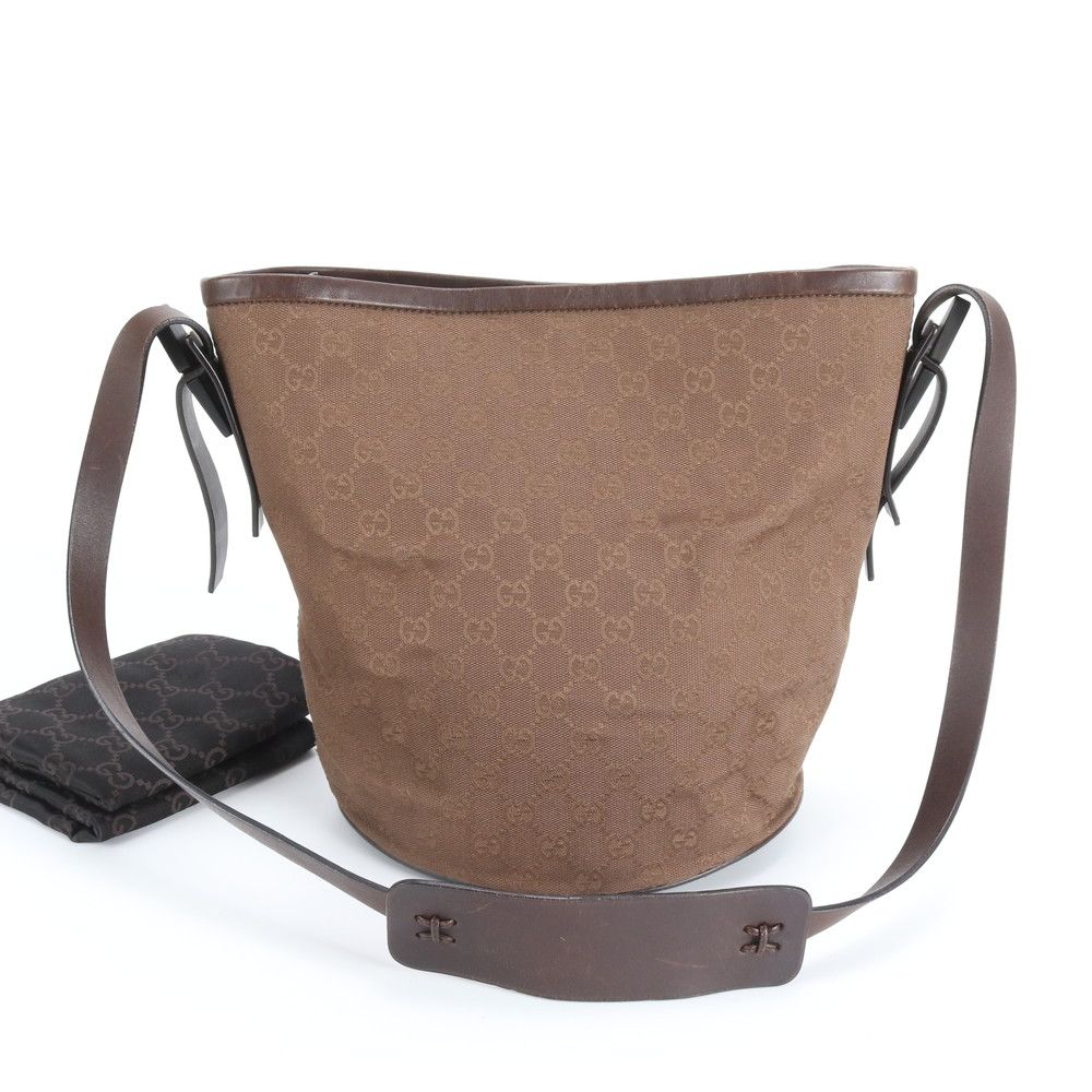 美品 グッチ GGキャンバス 106240 レザー ショルダーバッグ 斜め掛け