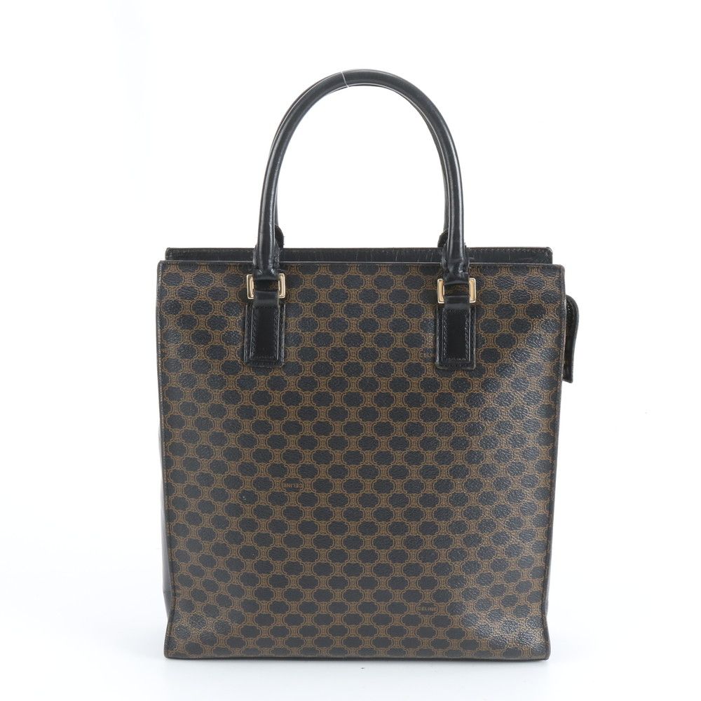 美品 セリーヌ マカダム レザー トート バッグ 肩掛け ショルダー