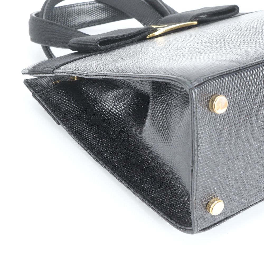 美品 サルヴァトーレフェラガモ ヴァラリボン リザード エンボス