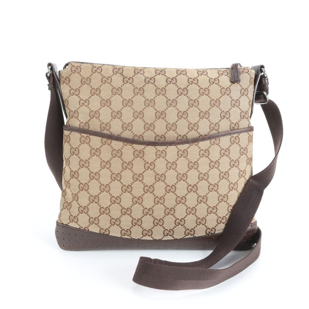グッチ GGキャンバス 145857 レザー ショルダーバッグ 斜め掛け
