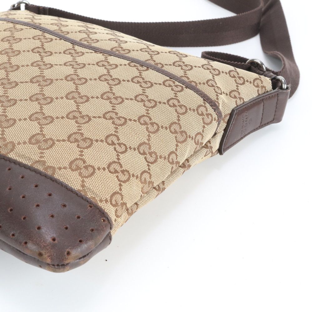 グッチ GGキャンバス 145857 レザー ショルダーバッグ 斜め掛け