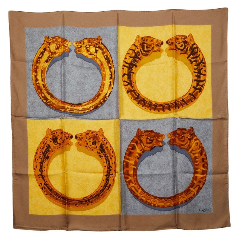 カルティエ パンテール パンサー スカーフ ベージュ イエロー グレー