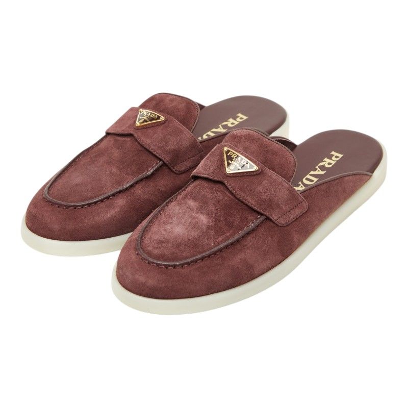 プラダ 三角ロゴプレート スエード ミュール サイズ40 パープル系