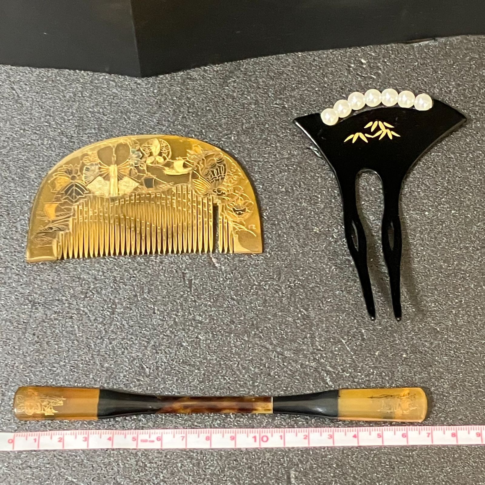 30818】鼈甲(べっこう) 櫛(くし) 簪(かんざし) 笄(こうがい) 箱付き