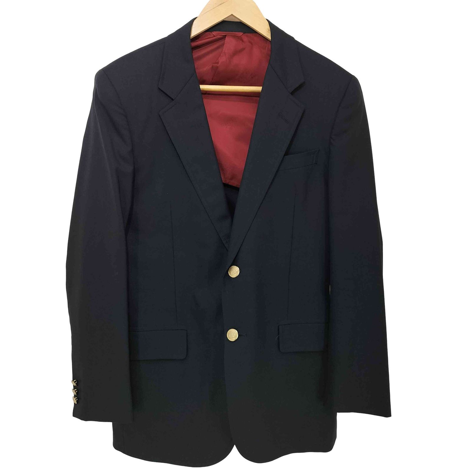 ニューヨーカー NEWYORKER ウール100 紺ブレ 金ボタン 2B 背抜き