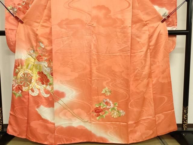 平和屋着物□豪華振袖 駒刺繍 御所車花文 暈し染め 正絹 逸品