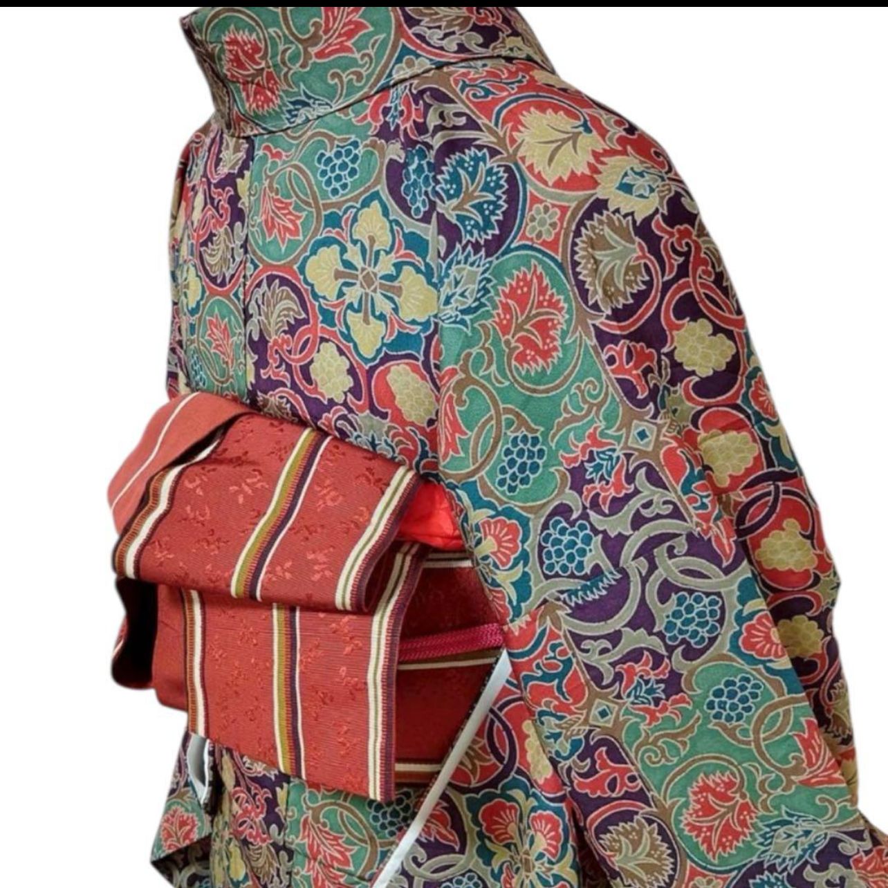 正絹】袷 江戸更紗 小紋 フルセット 4点 しつけ 未使用級 上品コーデ