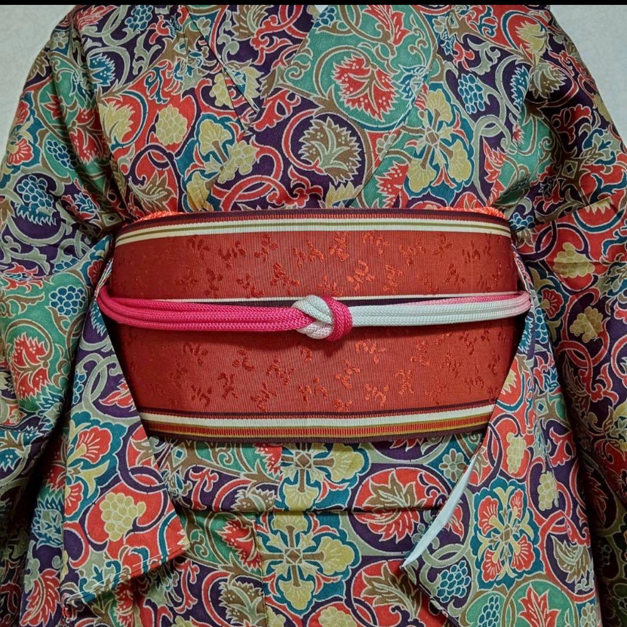 正絹】袷 江戸更紗 小紋 フルセット 4点 しつけ 未使用級 上品コーデ