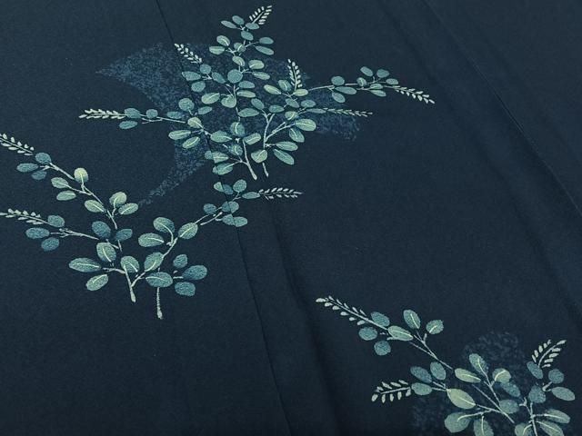 平和屋着物▽無形文化財保持者 古庄理一郎 本藍染め 訪問着 単衣 萩文