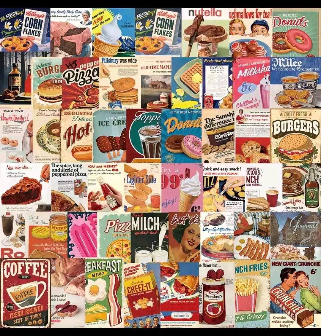 ヴィンテージ レトロ たべもの ポスター 50枚